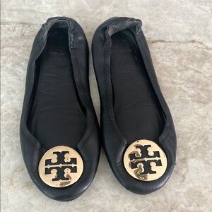 Tory Burch Black Leather Ballet Flats